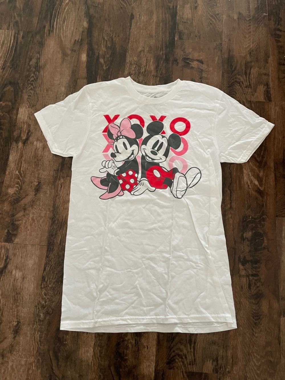 Disney White Kids Tee with Pink and Red Minnie & Mickey Graphic